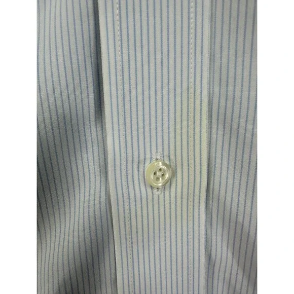 Brooks Brothers Shirt Mens 17.5 33 Traditional Fit Non Iron Blue White Stripe